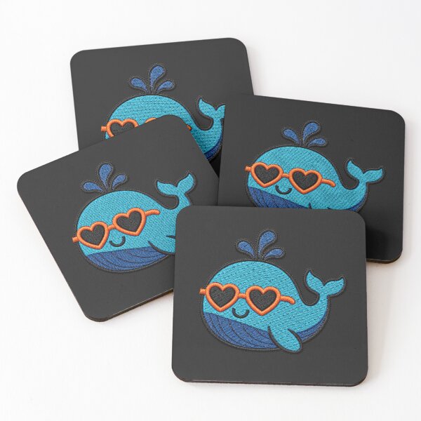 Item preview, Happy Whale Embroidery Patch | Kawaii Whale with Heart Sunglasses designed and sold by ColorSplash123.