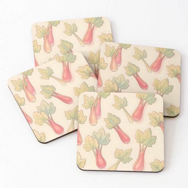 Item preview, Pastel Rhubarb Illustration Pattern – Soft Botanical Seamless Design designed and sold by EmeraldeaArt.