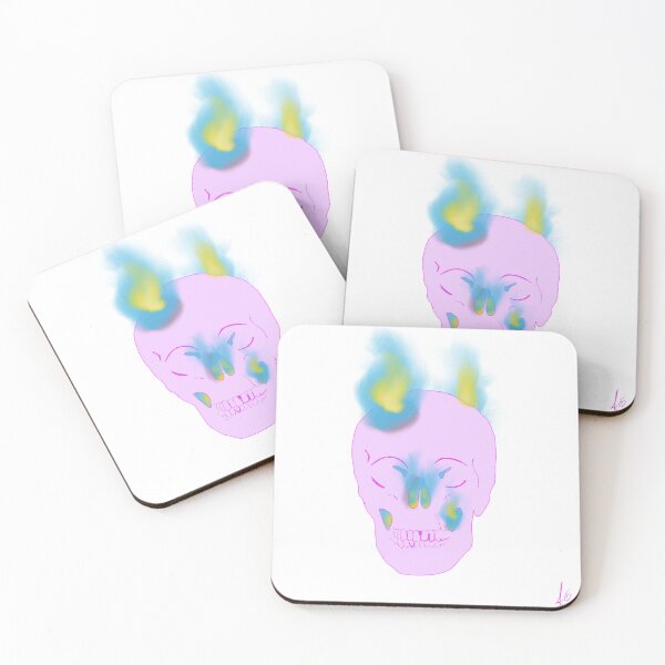 Item preview, Pink skull with blue flames designed and sold by mousse-tache.
