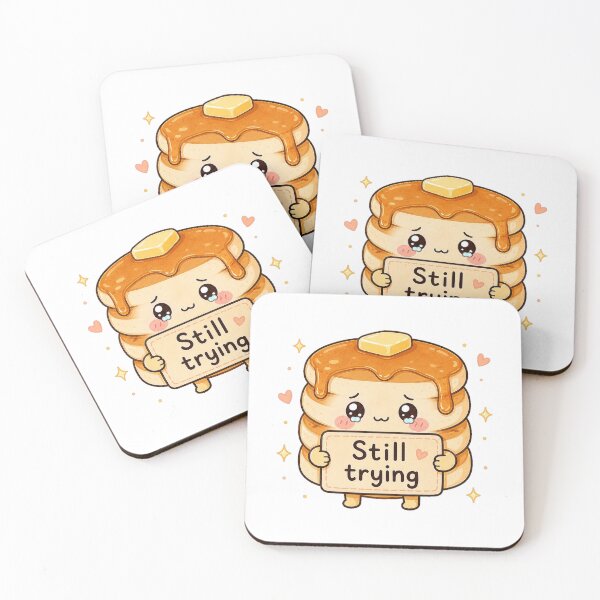 Item preview, Still Trying Cute Pancake Kawaii Food Sticker designed and sold by InkWanderStudio.