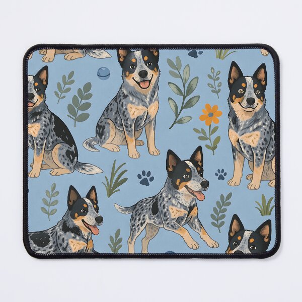 Item preview, Australian Cattle Dog Garden Pattern – Cute Blue Heeler Floral Illustration designed and sold by blankTeeShirt.