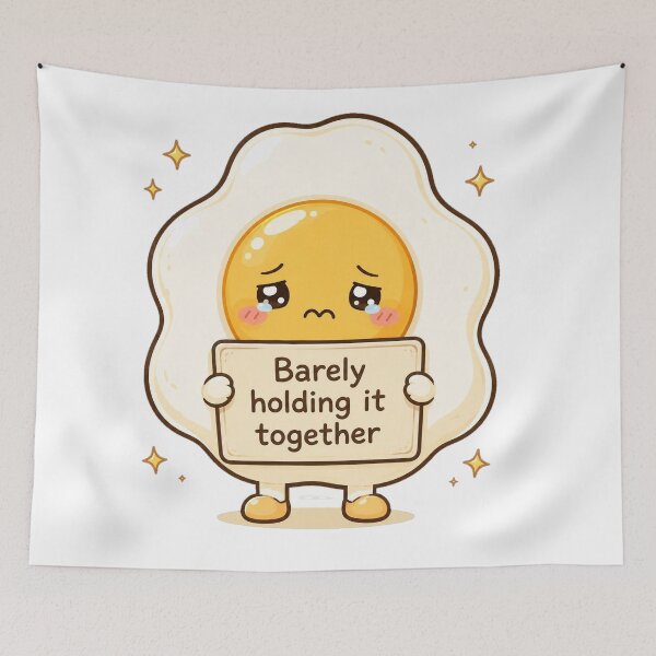 Item preview, Barely Holding It Together Cute Egg Sticker designed and sold by InkWanderStudio.