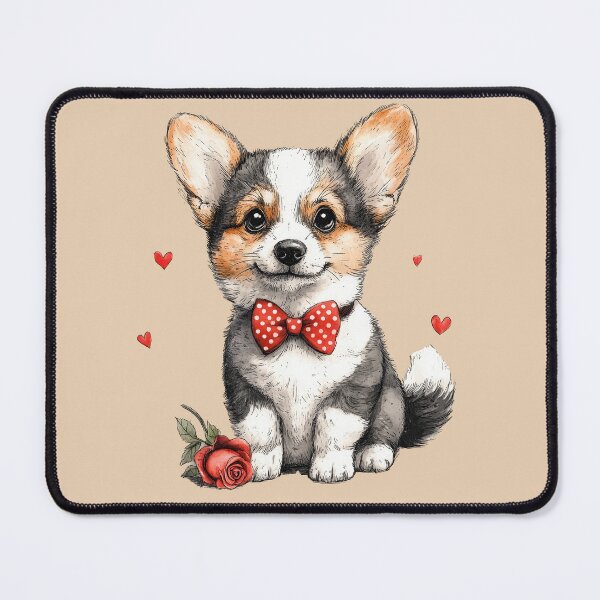 Item preview, Corgi Puppy with Hearts and Rose designed and sold by Erika Kaisersot.