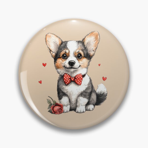 Item preview, Corgi Puppy with Hearts and Rose designed and sold by Erika Kaisersot.