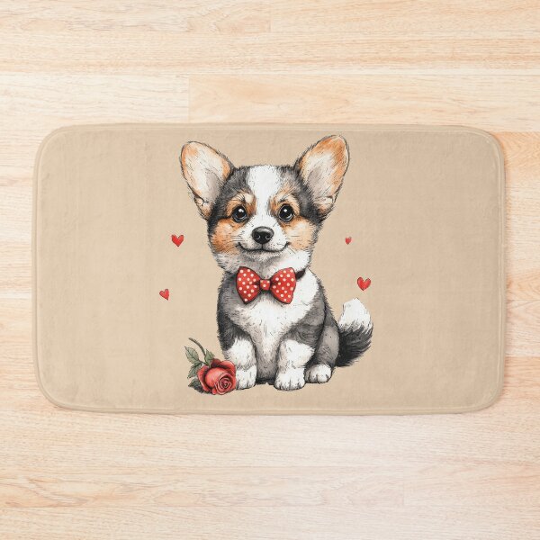 Item preview, Corgi Puppy with Hearts and Rose designed and sold by Erika Kaisersot.