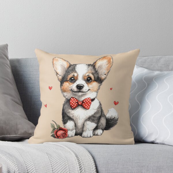 Item preview, Corgi Puppy with Hearts and Rose designed and sold by Erika Kaisersot.