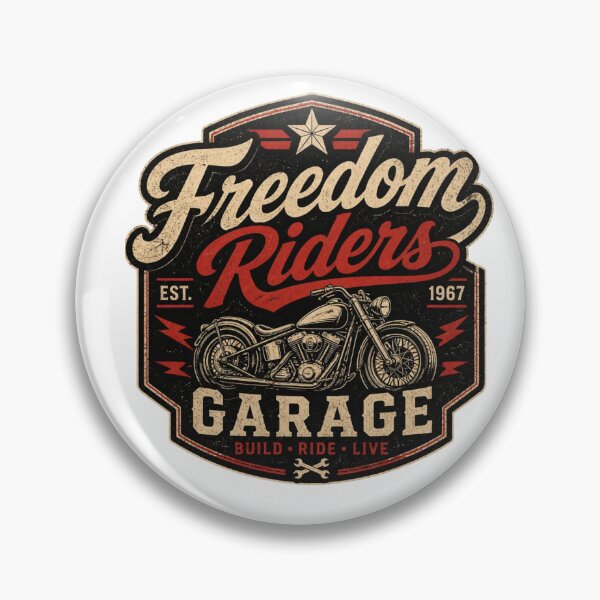 Item preview, Freedom Riders Garage – Vintage Biker Badge Motorcycle Retro T-Shirt Design designed and sold by RelateAndTee.