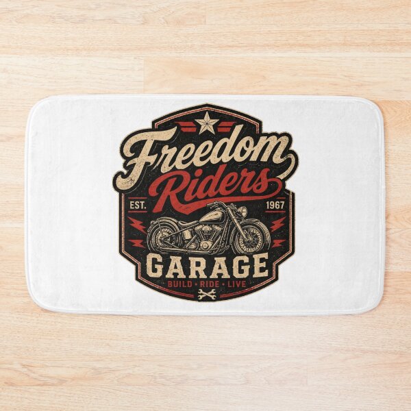 Item preview, Freedom Riders Garage – Vintage Biker Badge Motorcycle Retro T-Shirt Design designed and sold by RelateAndTee.