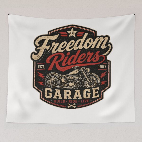 Item preview, Freedom Riders Garage – Vintage Biker Badge Motorcycle Retro T-Shirt Design designed and sold by RelateAndTee.