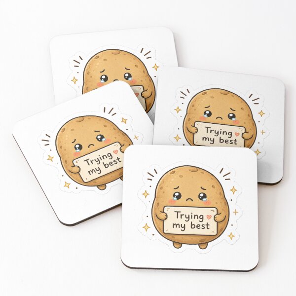 Item preview, Trying My Best Cute Potato Kawaii Sticker designed and sold by InkWanderStudio.