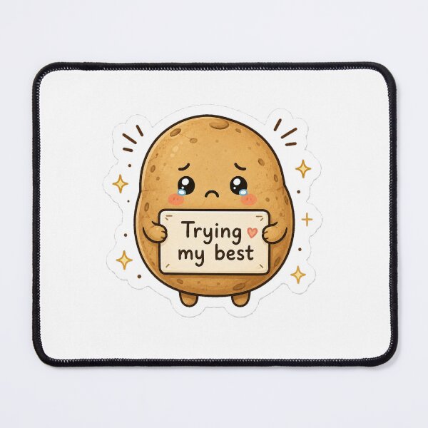 Item preview, Trying My Best Cute Potato Kawaii Sticker designed and sold by InkWanderStudio.