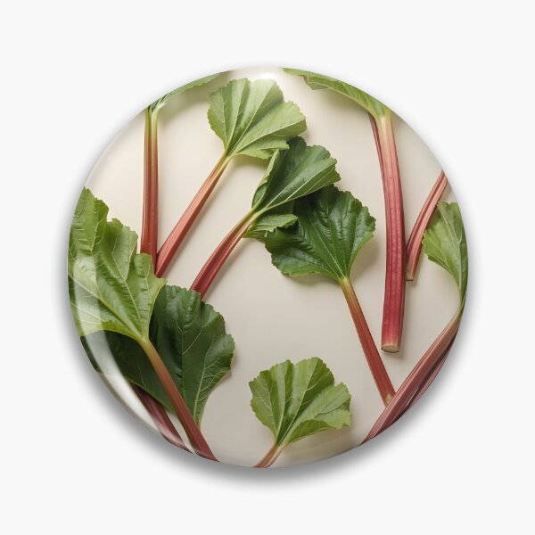 Item preview, Real Rhubarb Pattern – Photographic Stalks and Leaves on Beige Background designed and sold by EmeraldeaArt.