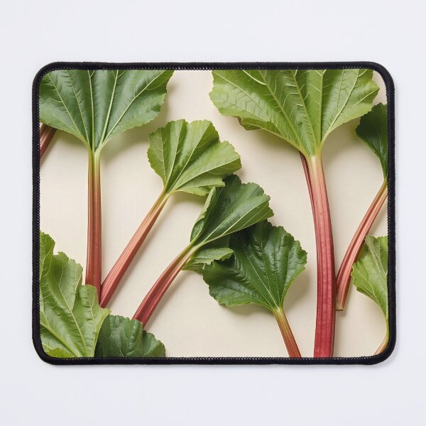 Item preview, Real Rhubarb Pattern – Photographic Stalks and Leaves on Beige Background designed and sold by EmeraldeaArt.