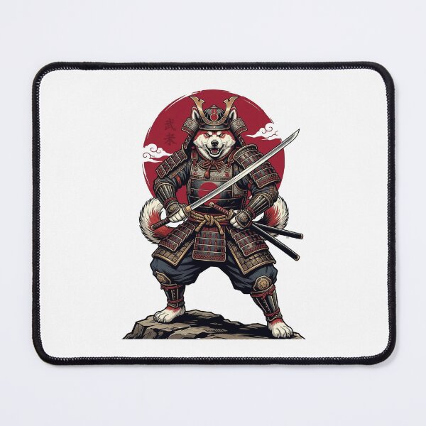 Item preview, Fierce Japanese Akita Inu Samurai Warrior with Katana and Rising Sun designed and sold by Ponsak.