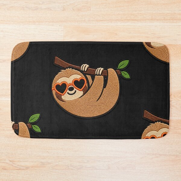 Item preview, Chill Sloth Embroidery Patch | Kawaii Sloth with Heart Sunglasses designed and sold by ColorSplash123.
