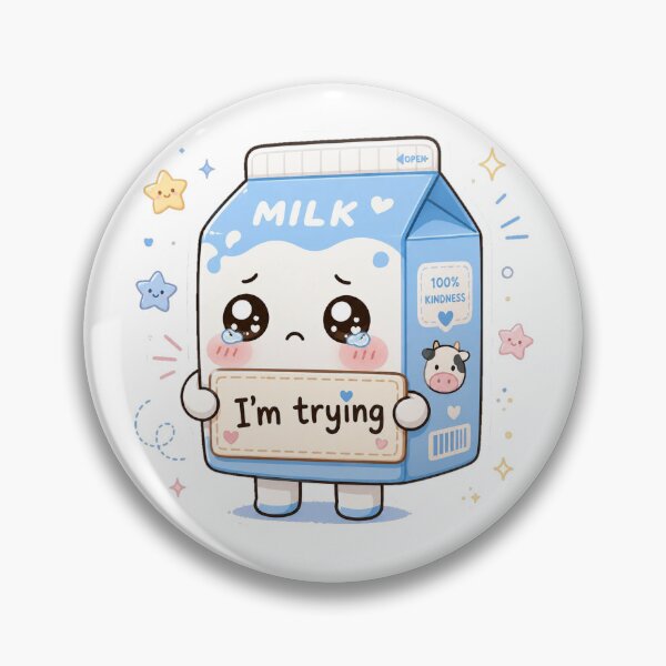 Item preview, I’m Trying Cute Milk Carton Kawaii Sticker designed and sold by InkWanderStudio.
