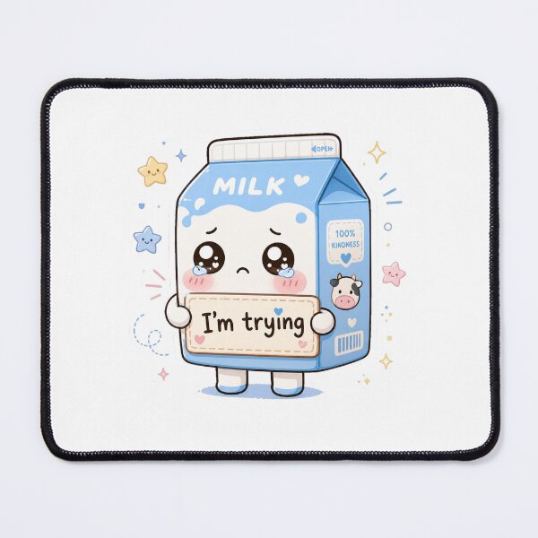 Item preview, I’m Trying Cute Milk Carton Kawaii Sticker designed and sold by InkWanderStudio.