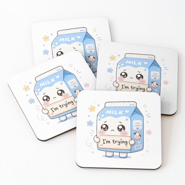 Item preview, I’m Trying Cute Milk Carton Kawaii Sticker designed and sold by InkWanderStudio.