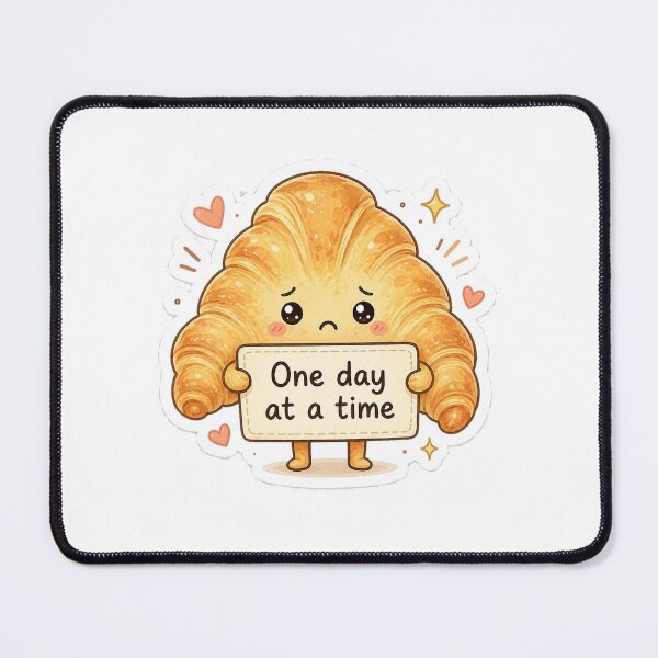 Item preview, One Day At A Time Cute Croissant Sticker designed and sold by InkWanderStudio.