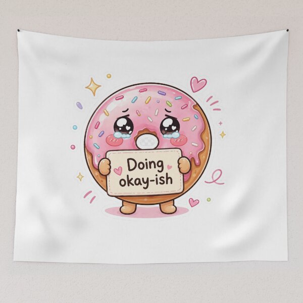 Item preview, Doing Okay-ish Cute Donut Kawaii Sticker designed and sold by InkWanderStudio.