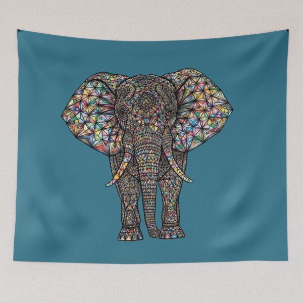 Item preview, Mosaic Elephant | Colorful Intricate Animal Art designed and sold by Rawafi Art Studio.
