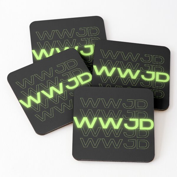Item preview, WWJD Neon Green Glitch Christian Faith Design designed and sold by TheLampClothing.