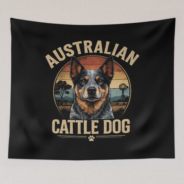 Item preview, Australian Cattle Dog Vintage Sunset Ranch Portrait designed and sold by blankTeeShirt.