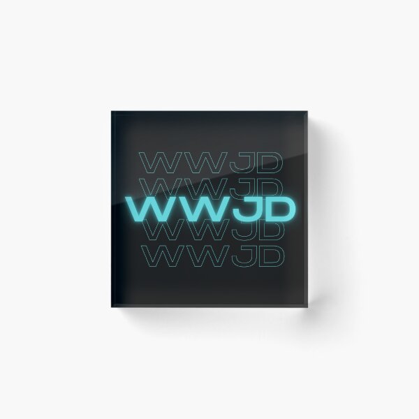 Item preview, WWJD Neon Blue Christian Faith Design designed and sold by TheLampClothing.
