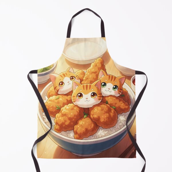 Item preview, Orange Tabby Cat Dumplings in Fried Chicken Rice Bowl – Cute Anime Food Illustration designed and sold by EmeraldeaArt.