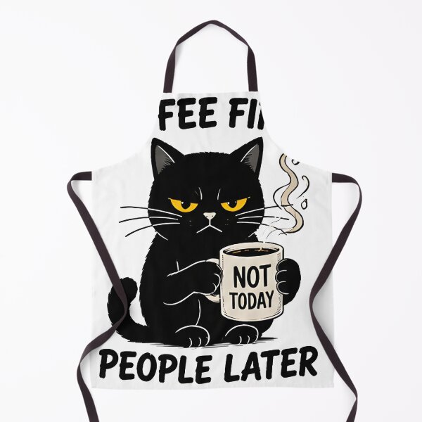 Item preview, Coffee First People Later Grumpy Black Cat Funny Coffee Design designed and sold by R-B-Colors.