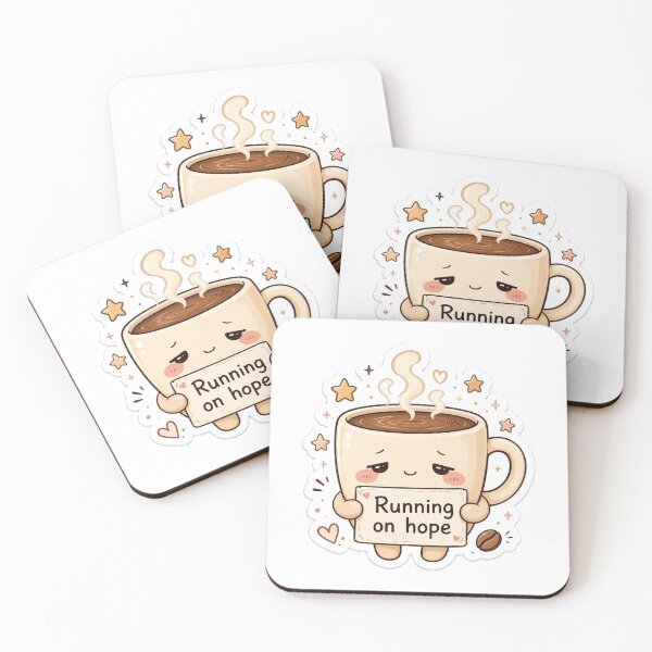 Item preview, Running On Hope Cute Coffee Kawaii Sticker designed and sold by InkWanderStudio.