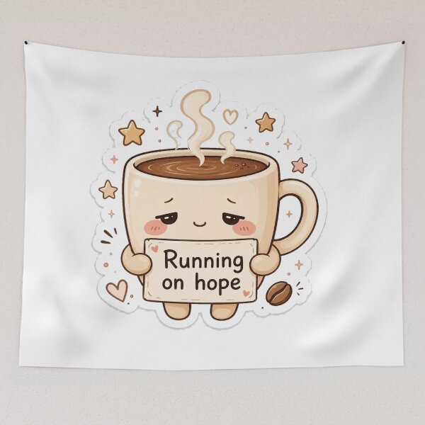 Item preview, Running On Hope Cute Coffee Kawaii Sticker designed and sold by InkWanderStudio.