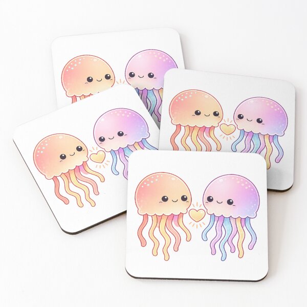 Item preview, Cute Jellyfish Sticker – Kawaii Ocean Couple in Love designed and sold by SoftSproutstu.