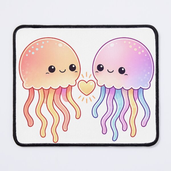 Item preview, Cute Jellyfish Sticker – Kawaii Ocean Couple in Love designed and sold by SoftSproutstu.