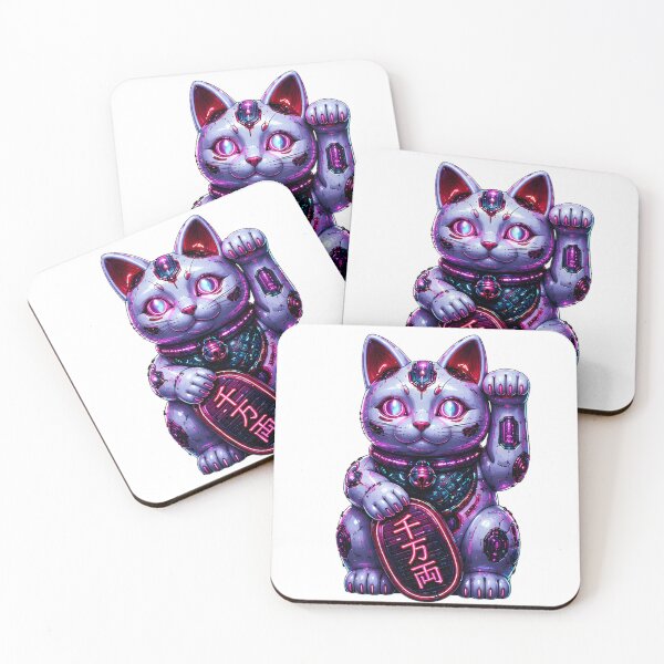 Item preview, Cyberpunk Maneki Neko — Neon Lucky Cat Sticker designed and sold by kummo-0319.