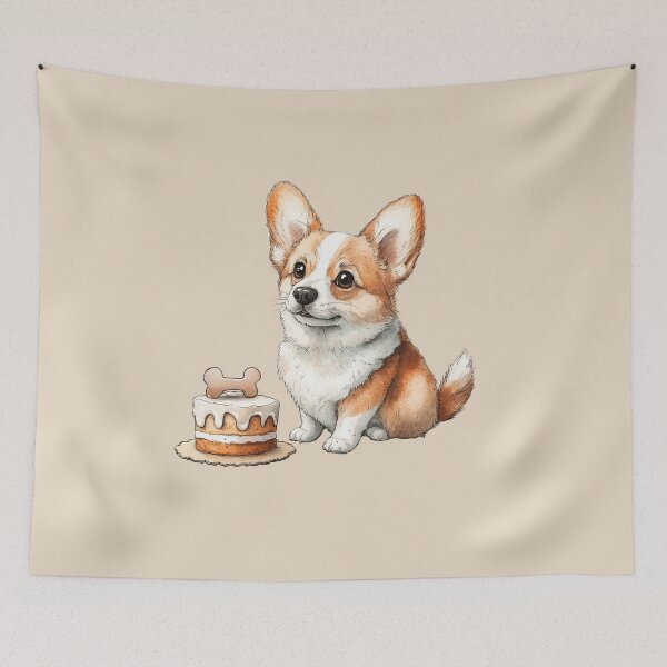 Item preview, Corgi Puppy with Birthday Cake designed and sold by Erika Kaisersot.