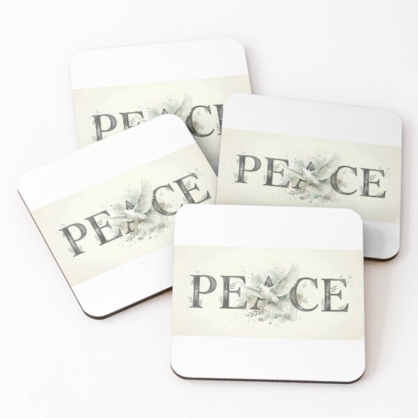 Item preview, PEACE Dove Olive Branch Typography Watercolor Botanical Wall Art designed and sold by Presshue.