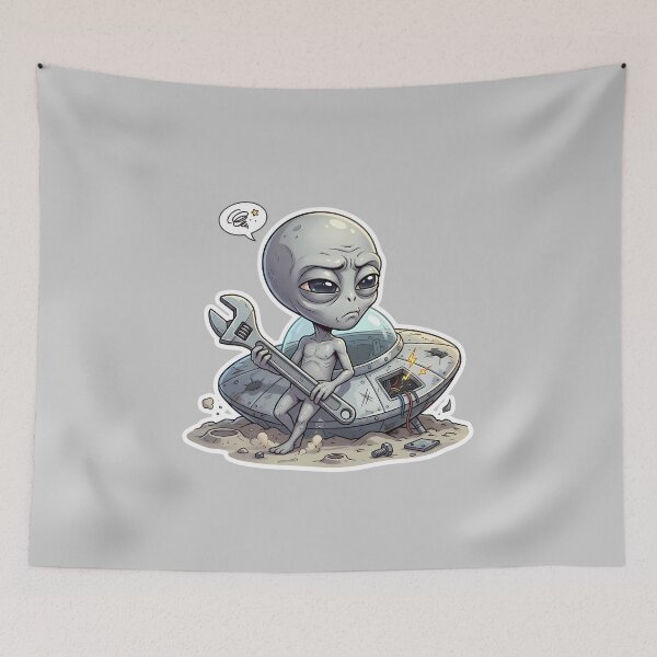 Item preview, Funny Alien Mechanic UFO Spaceship Breakdown designed and sold by Sunkhung.