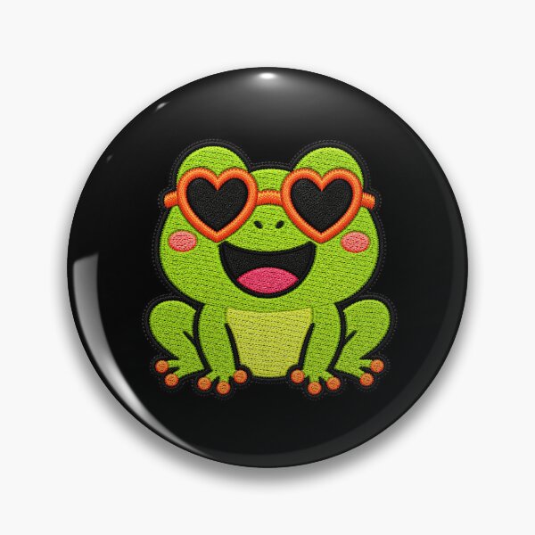 Item preview, Happy Frog Embroidery Patch | Kawaii Frog with Heart Sunglasses designed and sold by ColorSplash123.