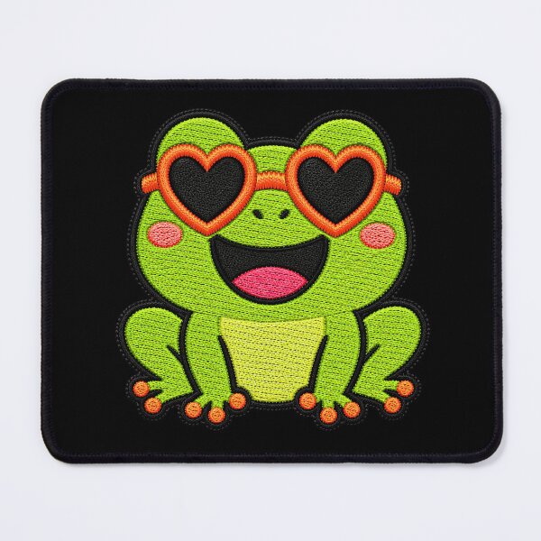 Item preview, Happy Frog Embroidery Patch | Kawaii Frog with Heart Sunglasses designed and sold by ColorSplash123.