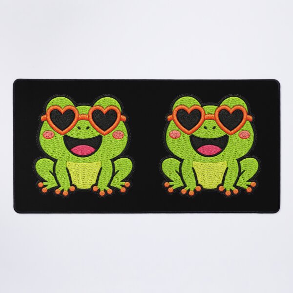 Item preview, Happy Frog Embroidery Patch | Kawaii Frog with Heart Sunglasses designed and sold by ColorSplash123.