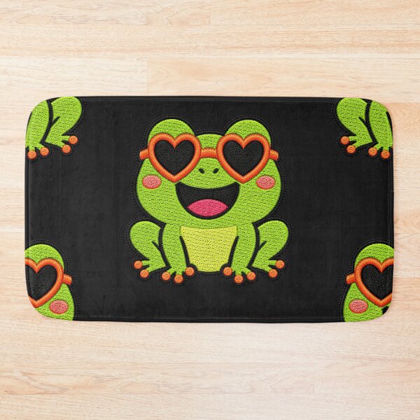 Item preview, Happy Frog Embroidery Patch | Kawaii Frog with Heart Sunglasses designed and sold by ColorSplash123.
