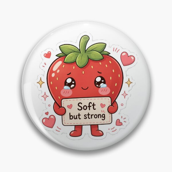 Aperçu de l'œuvre Autocollant fraise kawaii doux mais résistant créée et vendue par InkWanderStudio.