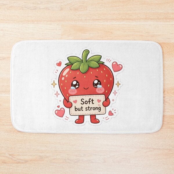 Item preview, Soft But Strong Cute Strawberry Kawaii Sticker designed and sold by InkWanderStudio.