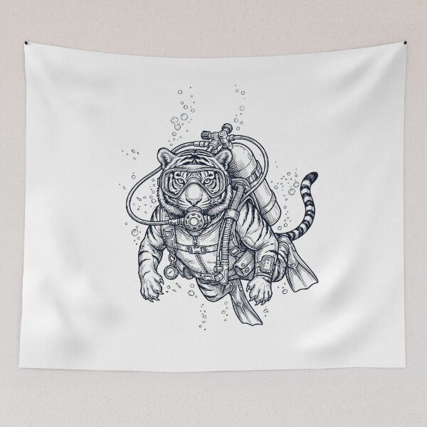 Item preview, Tiger Scuba Diving Diver Animal Lover designed and sold by TerryConnells.