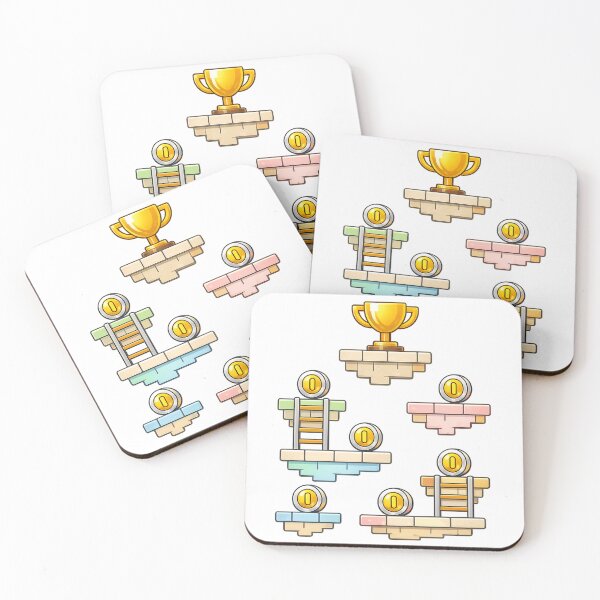 Item preview, Retro Game Sticker Pack – Platform Coins and Trophy designed and sold by SoftSproutstu.