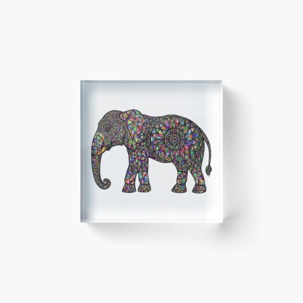Item preview, Mosaic Elephant | Vibrant Intricate Animal Art designed and sold by Rawafi Art Studio.