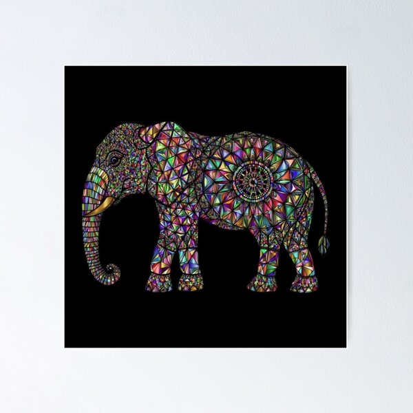 Item preview, Mosaic Elephant | Vibrant Intricate Animal Art designed and sold by Rawafi Art Studio.