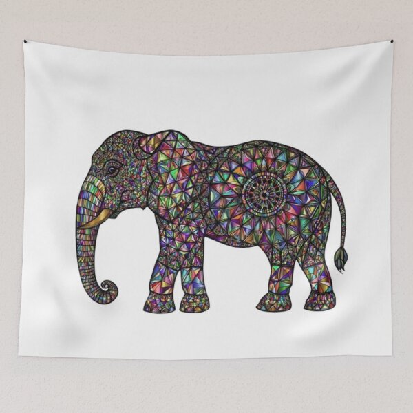 Item preview, Mosaic Elephant | Vibrant Intricate Animal Art designed and sold by Rawafi Art Studio.