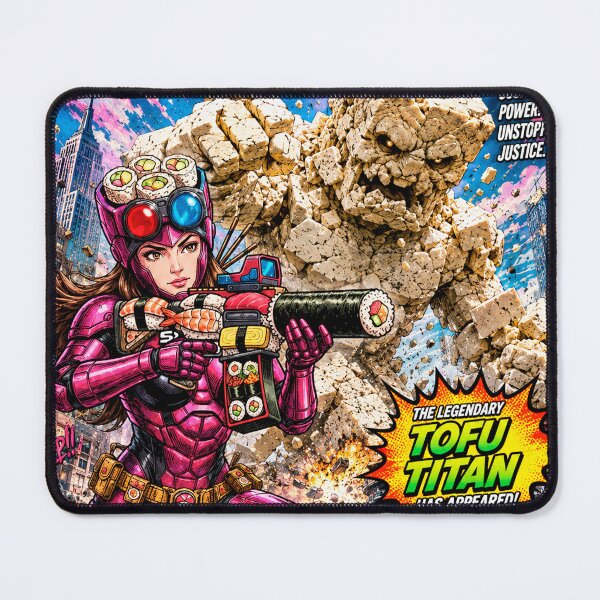 Item preview, SUSHI MASK WOMAN NEO THE MOVIE: Legendary Tofu Titan Attacks! America in Peril! designed and sold by Surreal Characters & Cute Pups.